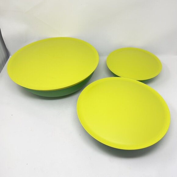 Tupperware Radiance Serving Bowls Container Set 3 Green MARGARITA VERDE PINO - Picture 14 of 15